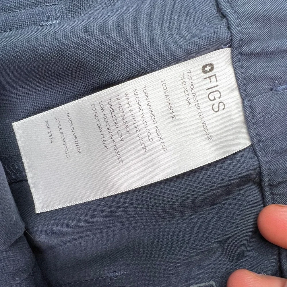 FIGS Cairo Straight Scrub Pants Mens L Navy Blue Solid Multi Pocket Drawstring